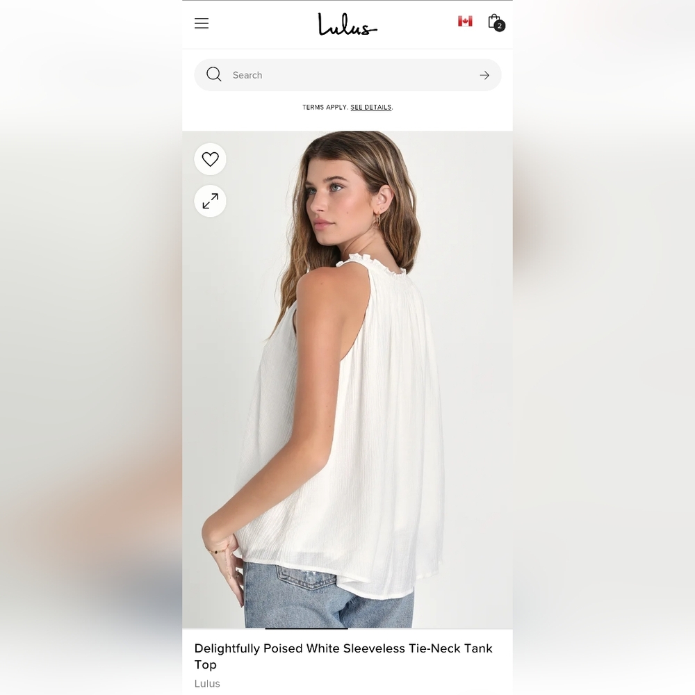 Lulu's Delightfully Poised White Sleeveless Tie-Neck Tank Top, M - Picture 12 of 12